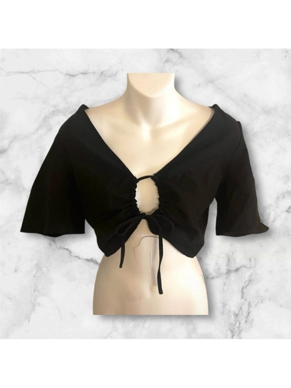 Black Crop Top Shirt - Picture 1 of 2